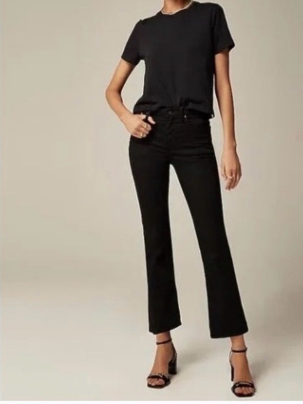 J. Crew Mid-Rise Flare Crop Jeans Black Size 28